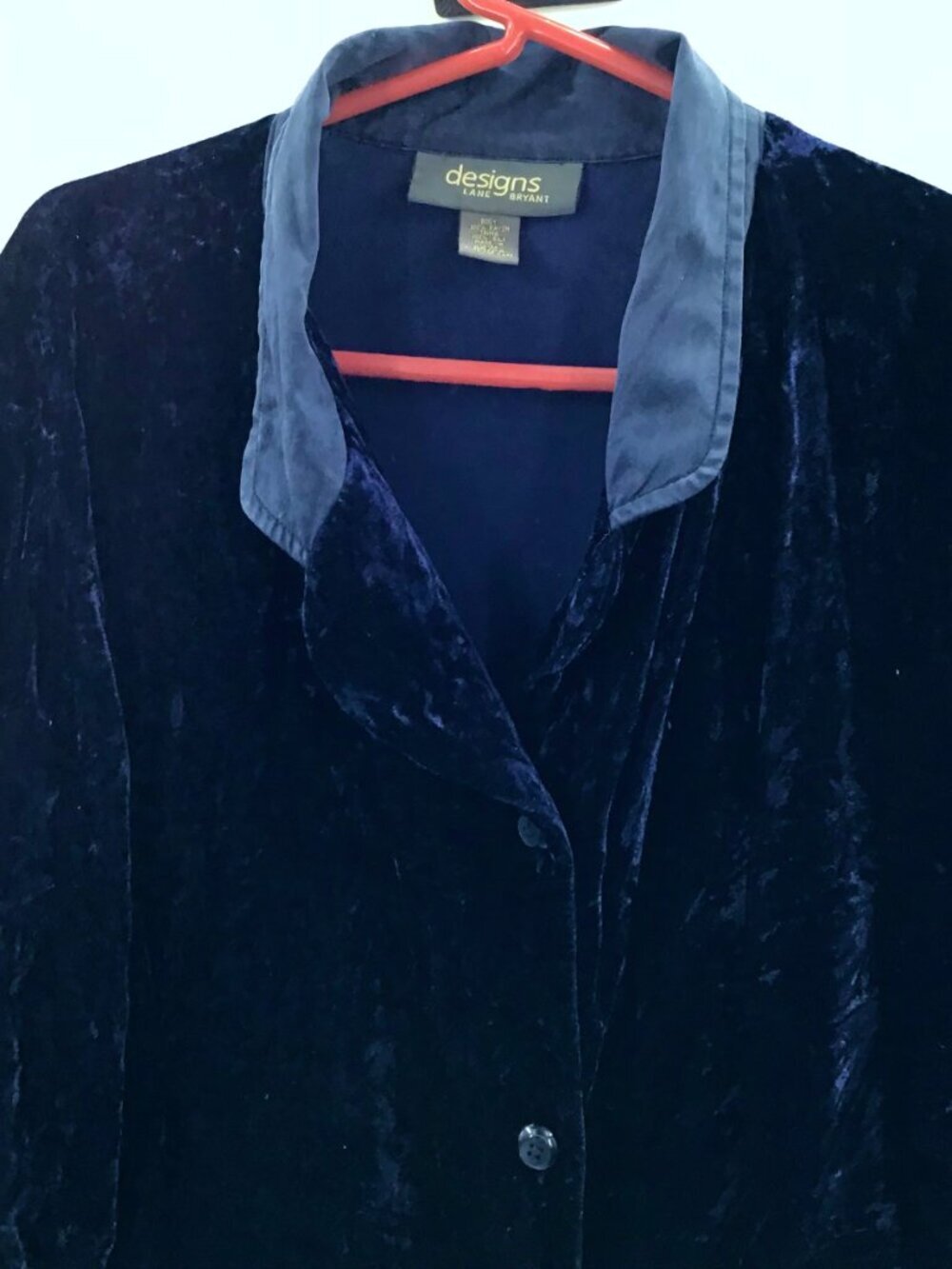 Vintage Womens 26/28 Glam Crushed Blue Velvet Smoking Jacket Coat Silk Gothic - Picture 4 of 7